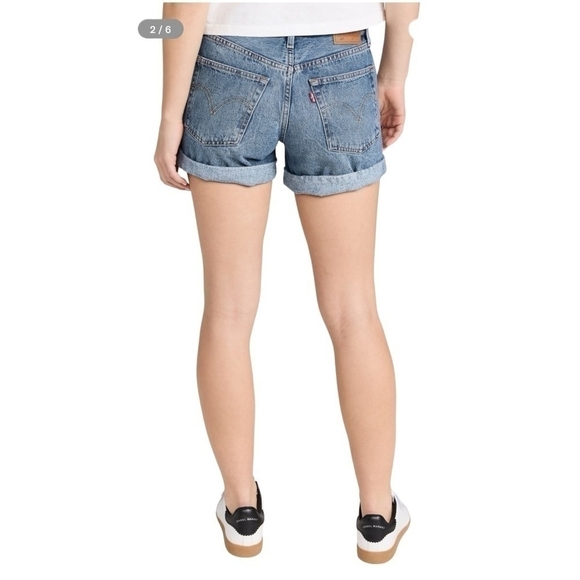 Women’s Shorts Light Wash Cotton Shorts Levi Strauss Mid Length Shorts - Picture 3 of 7